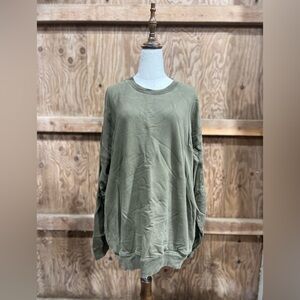 Brandy Melville Oversized Olive Green Crew Neck Sweater With Pockets